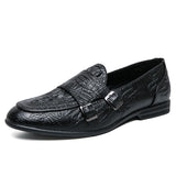 Slip On Men's Loafers Split Leather Dress Shoes Formal Footwear Mart Lion Black 38 