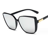 Cat Eye Women Sunglasses Vintage Designer Black Big Frame Cool MartLion White mercury  