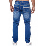 Straight Pants Casual Sports  Color Stretch Cotton Wash Jeans Pockets Street Men's Pants MartLion   