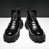 Off-Bound Autumn Men's Ankle Boots Tiger Tooling Desert British Leather Punk Zip Motorcycle High-cut Shoes Mart Lion   