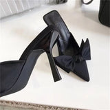 Big Butterfly-knot Women High Heel Slippers Sandals Shallow Pointed Toe Mules Stripper High Heel Pumps Ladies Shoes MartLion   