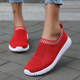 Women Sneakers Mesh Breathable Casual Tennis Shoes Outdoor Walking Slip on Lightweight Running Mart Lion Red 36 