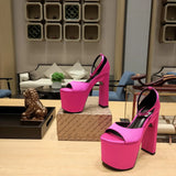  Luxury Full Diamond Ultra High Heel Thick Sole Roman Open Toe Sandals Women's Wedding Shoes MartLion - Mart Lion