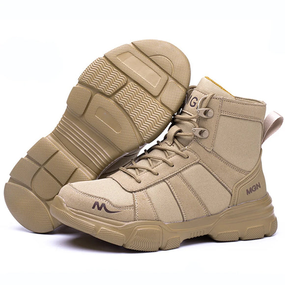 Indestructible Men's Work Safety Boots Outdoor Military Anti-smash Anti-puncture Industrial Shoes Desert MartLion beige 41 