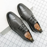 Men's Brogue Dress Shoes Formal Split Leather Lace Up Oxfords Flat Work Footwear Mart Lion   