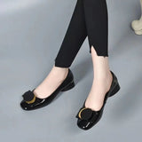 Women Cute Round Toe Green Pu Leather Spring Slip on Square Heel Shoes Lady Classic Black Office Party Pumps MartLion d 40 