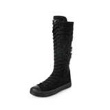 Leisure Women's Canvas Shoes with Elevated Inner Height High Top Dance Lace Flat Bottom Boots MartLion black 43 