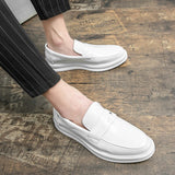Men's Loafers White Dress Office Wedding Shoes Black penny loafers Casual Mart Lion   