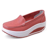 Women's shoes spring summer all-match mother single leather rocking platform nurse work MartLion 8102 watermelon red 38 