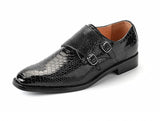 Men's Casual Shoes Snakeskin Grain Microfiber Leather Slip-on Buckle Dress Office Oxfords Party Wedding Flats Mart Lion   