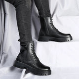 Men's English Style Thick Sole Design Men Boots  Layer Leather Casual Boots