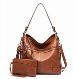  2 Pc/Set Women Handbags Designer Shoulder Bags Travel Weekend Female Luxury Brand Bolsas Leather Large Messenger Bag With Purse Mart Lion - Mart Lion