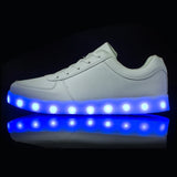 Adult Unisex Women's Men's Children's Glow Sports Shoes Glow USB Charging Boys' LED Colorful Glow Girls' MartLion White 36 