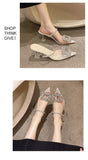 High-heeled Slippers Women Summer Pointed Crystal Heel Designer Sandals Square Buckle Slides Mart Lion   
