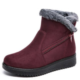 Women Snow Fur Boots Platform Soft Keep Warm Flat Winter Mujer MartLion Wine Red 35 