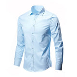 Men's White Shirt Long-sleeved  Professional Work Collared Clothing Casual Suit Button MartLion long blue 3XL 