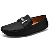 Men's Penny Loafers Genuine Leather Moccasin Driving Shoes Casual Slip On Flats Boat Mart Lion Black 6.5 China