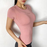 Cloud Hide Solid Yoga Shirt Women Long Sleeve Blouse Girl Sports Gym Top Running MartLion Pink Red S 