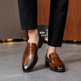 Men Leather Italian Loafer Shoes Men Black Brown Men Casual Shoes MartLion   