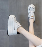 Cow Suede Genuine Leather Women Vulcanized Shoes Platform Wedge Skate  Heels Casual Summer Shoes MartLion   