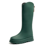 Women Rainboots PVC Waterproof Rubber Warm Fur Boots Non-slip Wear-resistant Knee-high Boots Zapatos Mujer MartLion green 36 