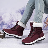 Women Snow Boots Female Winter Casual Shoes Outdoor Youth Mid-Calf Boots Waterproof Plush Ladies Cotton-padded Shoes MartLion   