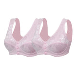 Women Front Button Bra Large Size Thin Brassiere Mother's Cotton Wireless Sleep Bra Anti-sagging MartLion 2 Pink 40(90) 