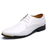 Luxury Men's Shoes Oxford Patent Leather White Wedding Black Leather Soft Dress Formal MartLion WHITE 38 