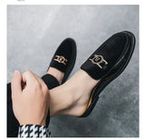 Men's Mules Leather Slipper Summer Walk Loafers Open Style Half Flat Shoes Casual Sandals Metal Lock Slides Moccasin MartLion   