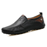 Men's Shoes Casual Luxury Genuine Leather Loafers Moccasins Slip Driving Black Brown MartLion Black 45 