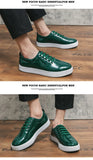 Green Mirror Shoes Men's Brogues Glitter Leather Casual Lace-up Flats zapatos de hombre MartLion   