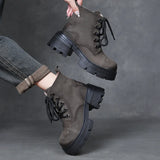 Suede Cow Leather Moccasins Rubber Soled Lofers Women Ankle Boots Chunky Sneaker Shoes MartLion
