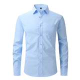 Men's White Blue Yellow Red Shirts Fit Long Sleeve Shirt Men Formal Wedding Elastic Shirt Male MartLion