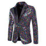 Gold Shiny Men's Jackets Sequins Stylish Dj Club Graduation Solid Suit Stage Party Wedding Outwear Clothes blazers MartLion Purple-2 S CHINA