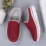 Winter Men's Cotton Casual Shoes Warm Home Slippers Half Loafers Snow with Fur Slip-on Light Flat MartLion   