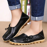 Flat Shoes Women Breathable Leather Loafers Casual Shoes Slip On Moccasins Zapatos Para Mujeres Flats Female MartLion black 35 