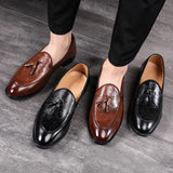 Men's Classic Tassels Loafers Microfiber Leather Casual Shoes Wedding Party Moccasins Driving Flats Mart Lion   