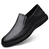 Genuine Leather Men's Loafers Casual Shoes Soft Sole Footwear Brown Classic MartLion Black 39 