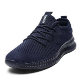 Men‘s Running Shoes Breathable Sneakers Women Tennis Trainers Lightweight Casual Sports Shoes Lace-up Anti-slip Mart Lion Dark blue 37 