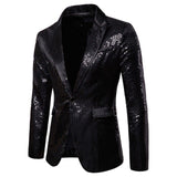 Shiny Sequin Glitter Embellished Jacket Men's Nightclub Prom Suit Homme Stage Clothes For Singers blazers MartLion Black S CHINA
