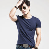 Men's T Shirt 10 colors Fitness V neck Clothing Tops Tees MartLion O Navy XXL 