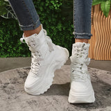 Chunky Platform Vulcanized Shoes Women Spring Lace-Up Non-Slip Motorcycle Boots Breathable Thick Bottom MartLion   