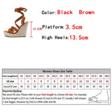 Liyke Lace-Up Summer Wedges Sandals Women Peep Toe Straw Rope Weav Thick Bottom Platform High Heels Ladies Dress Shoes Mart Lion   