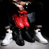 Autumn Men's Ankle Boots High-cut Solid Sneakers Lace-up Motorcycle Platform Skateboard Sport Trainers Shoes Mart Lion   