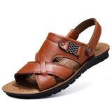 Men Sandals  Male Leather Sandals Classic Men Slippers Beach Shoes for Men  Walking MartLion Yellow men sandals 42 