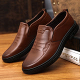 Men's Genuine Leather+Microfiber Leathe Shoes Soft Anti-slip Rubber Loafers Casual Office Work Mart Lion brown 38 