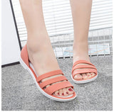 Summer Peep Toe Stappy Women Sandals Shoes Candy Color  Beach Valentine Rainbow Clogs Jelly Flats Mart Lion   