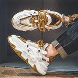 White Green Casual Sneakers Men's Height-increasing Platform Shoes Lace-up Hip-hop Zapatillas De Hombre MartLion   