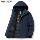 Autumn Winter Men's Thicken Windproof Waterproof Hooded Jackets Coat Men's Winter Warm Detachable Hat Jackets MartLion   