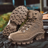 Fujeak Men's Military Tactical Boots Autumn Winter Waterproof Leather Desert Safty Work Shoes Combat Ankle Mart Lion   